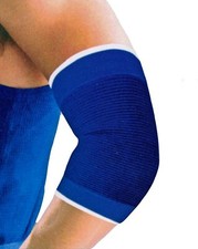 2 x Blue Elasticated ELBOW Support Sleeve Brace Wrap Guard Bandage Pad Arm Gym