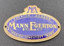 MANN EGERTON NORWICH VINTAGE ENAMEL SUPPLIER DASHBOARD PLAQUE EMBLEM BADGE PLATE