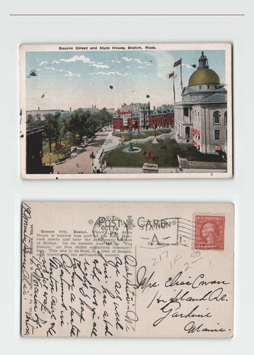 Postcard beacon street and - beacon,
