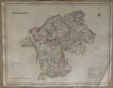 1830 Westmorland by Hoare & Reeves Large Antique Hand Coloured Map