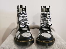 Smooth Black And White Striped Polka Dot Doc Martens 