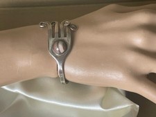 1922 Birmingham Silver Cuff Bangle From Hallmarked Fork Agate S.E.B. Engraved