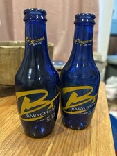 2 Empty Babycham Bottles Blue Glass Rare Vintage Retro 90s 00s