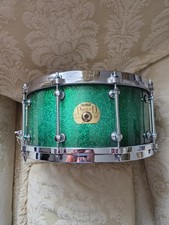 Peace Paragon 14"x6" Maple Snare Drum, Green Sparkle!