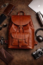Handmade cognac brown - cognac, leather