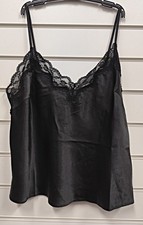 BOUX AVENUE LADIES RED BLACK SATIN PYJAMA TOP CAMI TOP CAMISOLE UK SIZES 8-16