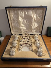 Sterling Silver Walker & Hall For Aynsley Coffee Can Set Of 6 Boxed Rare Set