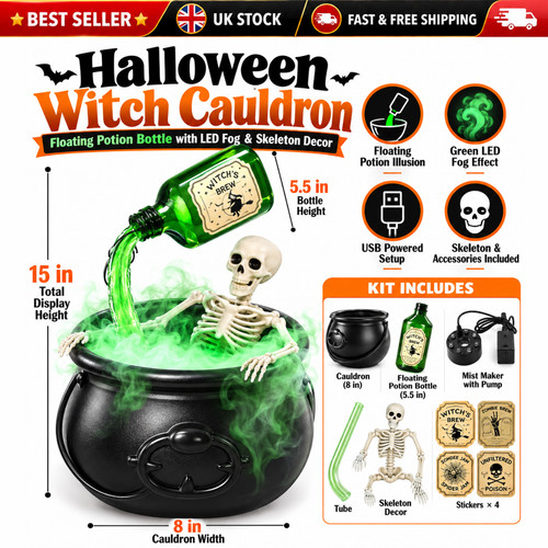 Halloween witch cauldron led - halloween,