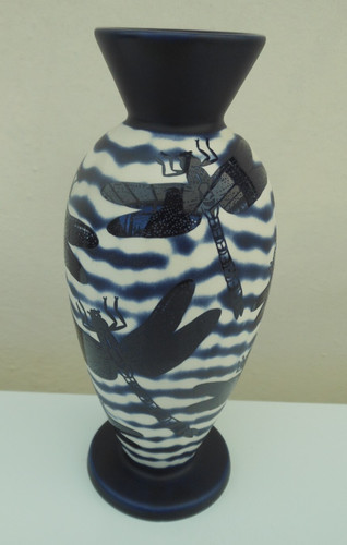 Moorland dragonfly vase dated - moorland,