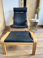 Ikea Leather Poäng Armchair & Footstall 