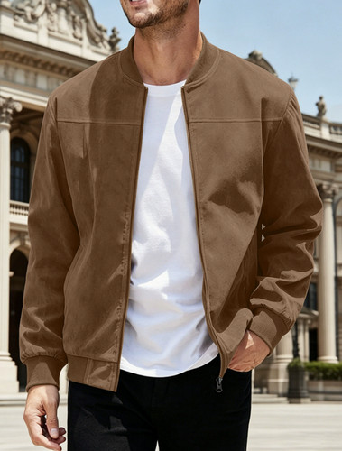 Men casual faux suede zip - men,