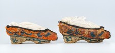 Antique Chinese Textile Shoes Embroidered Silk Qing Dynasty 19th Century