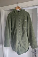 Bench Women's Green Brilli Longline Zip Up Fleece Sherpa Jacket. Size 16/XL