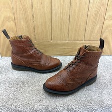 Dr Martens Delphine Brogue Combat Boots Womens Brown Pebbled Leather Size UK 3