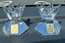 Two Hexagon Star Bleikristall Germany Lead Crystal Candle Holders Sticks Xmas