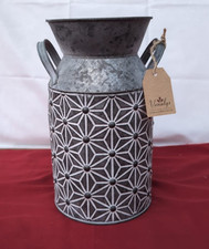 Venalys Galvanized Flower Jug Vase, Farmhouse Decorative Milk Can (Small Dent)