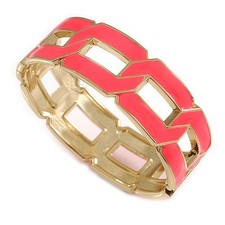 Neon Pink Enamel Link Oval