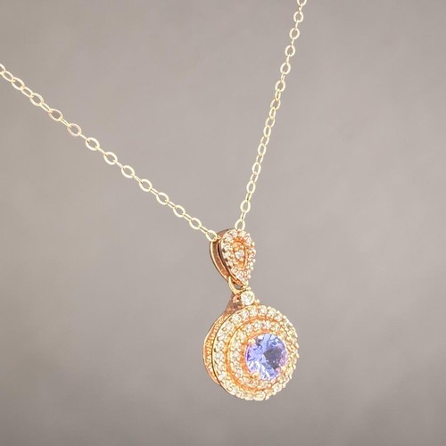 Double diamond halo tanzanite - diamond,