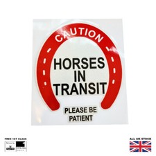 Caution Horses In Transit Sticker For Trailer Horse Box Lorry Vehicle