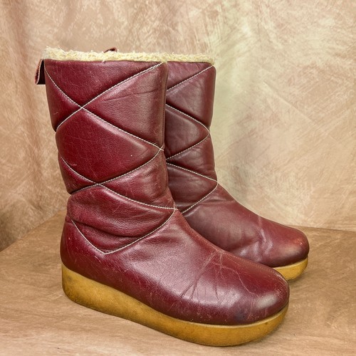 Vintage 70s snow boots maroon - snow,