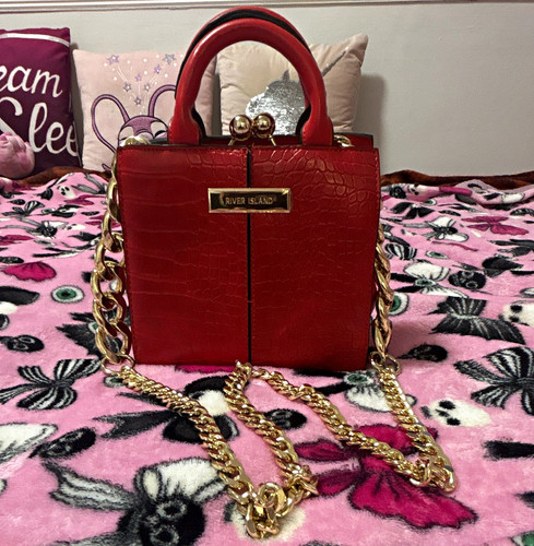 River island red faux - faux, leather