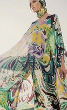 ZARA Green /Multi Print Chiffon Kaftan Size M Oversized Holidays Beach Cover Up