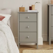 Valenca Bedside Table Cabinet 3 Drawer Satin Grey MDF (H)699 (W)400 (D)382.4mm