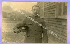 WW1 WAR NORFOLK REGIMENT ARMY SOLDIER IN BARRACKS MILITARY RP PHOTO POSTCARD
