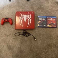 PlayStation 4 Slim 1TB Spiderman Edition Red + Charger + Games + Controller