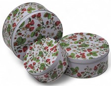 Strawberry Print Cake Dessert Nesting Storage Tins - Set of 3