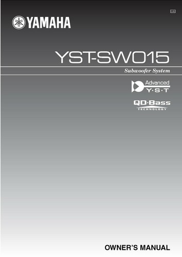 Yamaha yst sw015 user - yamaha, manual