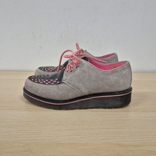 Dr Martens Sidney Beck Creeper Black Grey Pink Chunky Wedge Suede Shoes Uk 5