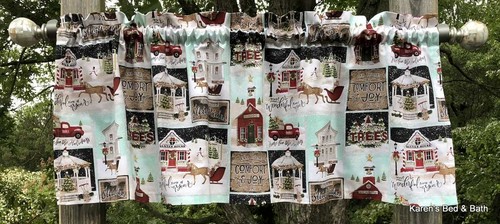 Christmas farmhouse valance - farmhouse,