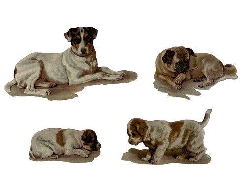Victorian die cut - die, dogs
