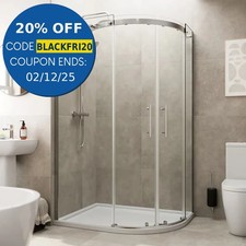 1200 x 800mm Offset Quadrant Shower Enclosure Frameless Non Slip Tray - RH