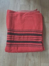 Large Vintage Mid Century Red Striped Blanket Throw Retro Heritage