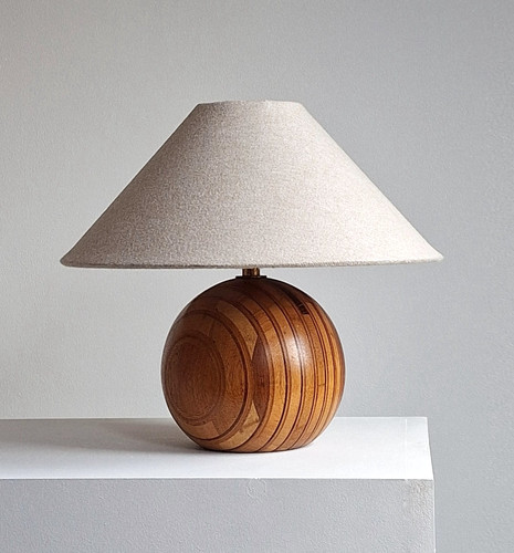 Vintage turned wood ball lamp