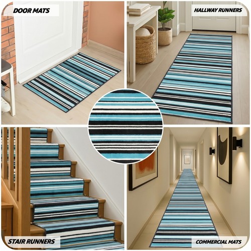 Teal lines stair runner - stair,