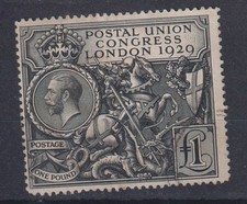 1929 GB KGV SG: 438 £1 POSTAL UNION CONGRESS   USED AS SCAN