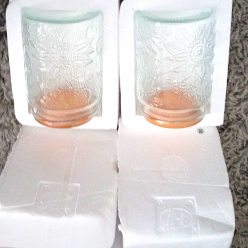 Clear floral embossed glass - 2x,