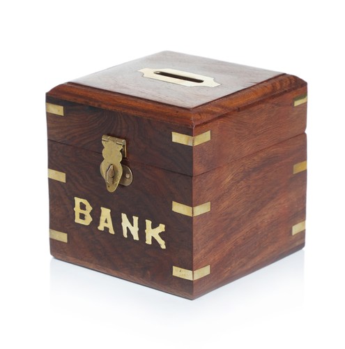 Wooden money box with - box,
