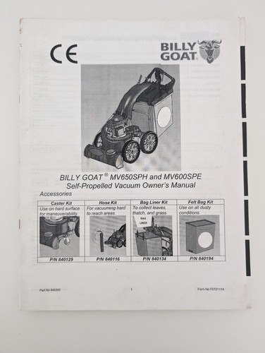 Billy goat mv650sph mv600spe - billy,
