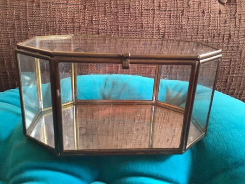 Vtg brass glass shadow box - vtg,