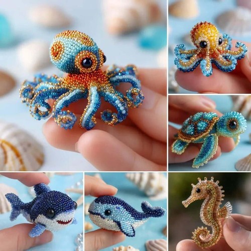 Octopus bead embroidery kit - octopus,