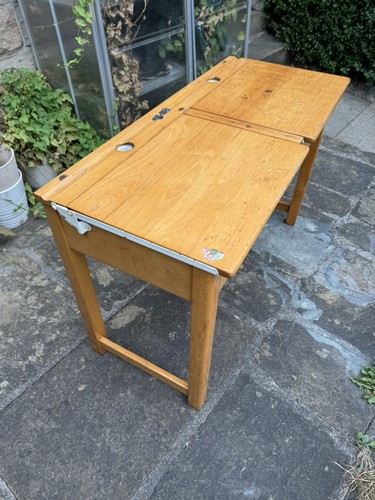 Vintage school double desk - school,