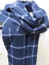 Heritage Traditions Wool Tartan Scarf Blue Unisex Plaid Check Fringed Country 