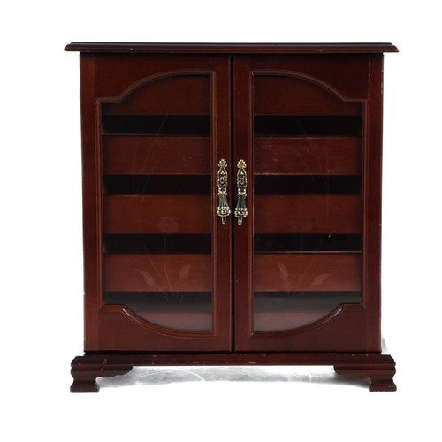 Mahogany glass front - front, footed