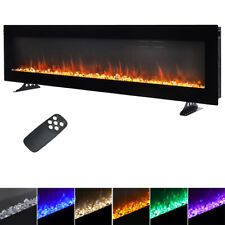 Electric Fireplace LED Flame Fire Heater 50" 60" Wall Hung/Freestand with Remote