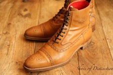 Jeffery West Lemmy Tan Leather Oxford Brogue Boots UK 8.5 US 9.5 EU 42.5