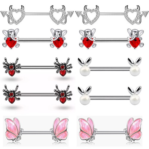 2pcs surgical steel nipple - steel,